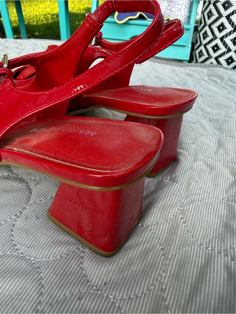 Red Patent Pointed Toe Mary Jane Flats - Marc Fisher NWOT SZ 7-1/2 - Picture 5 of 8